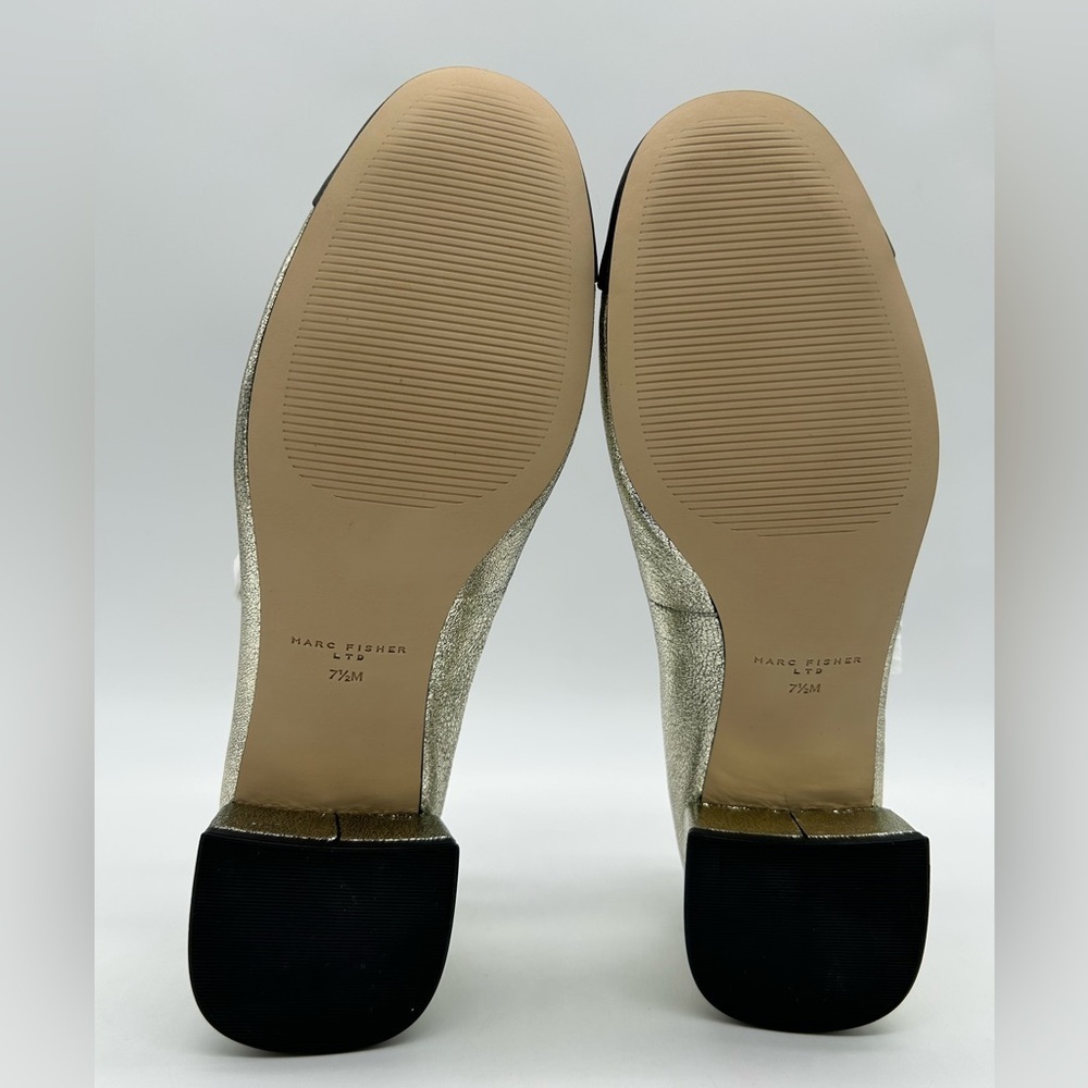Marc Fisher LTD Marla Metallic Gold Mary Jane Block Heel Shoes Size 7.5M NWT - Picture 12 of 14